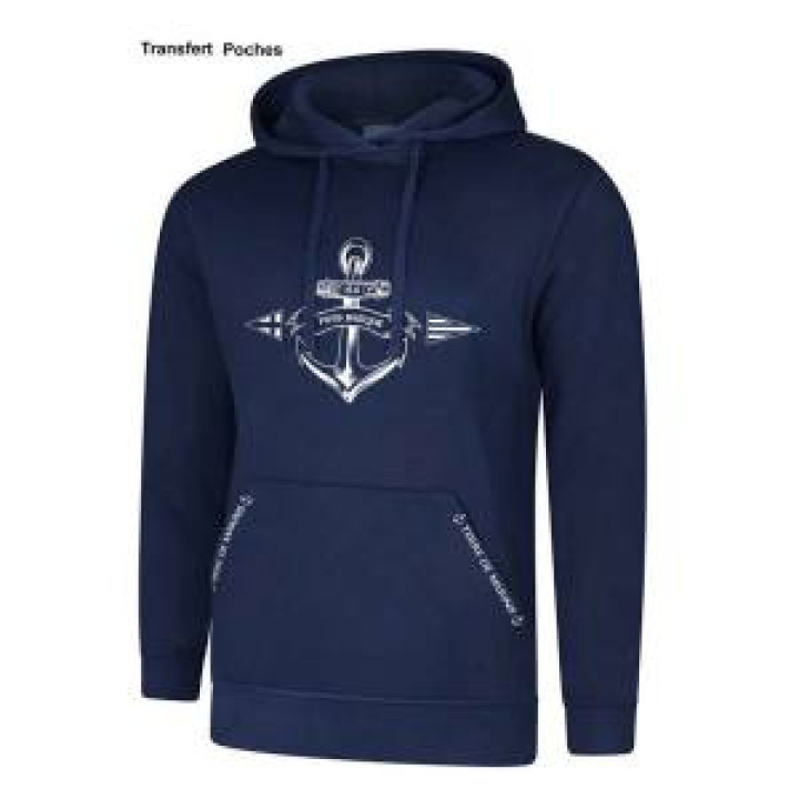 Sweatshirt unisexe à capuche Ancre 64 Pays Basque  transfert Poches Terre de Marin French Marine S