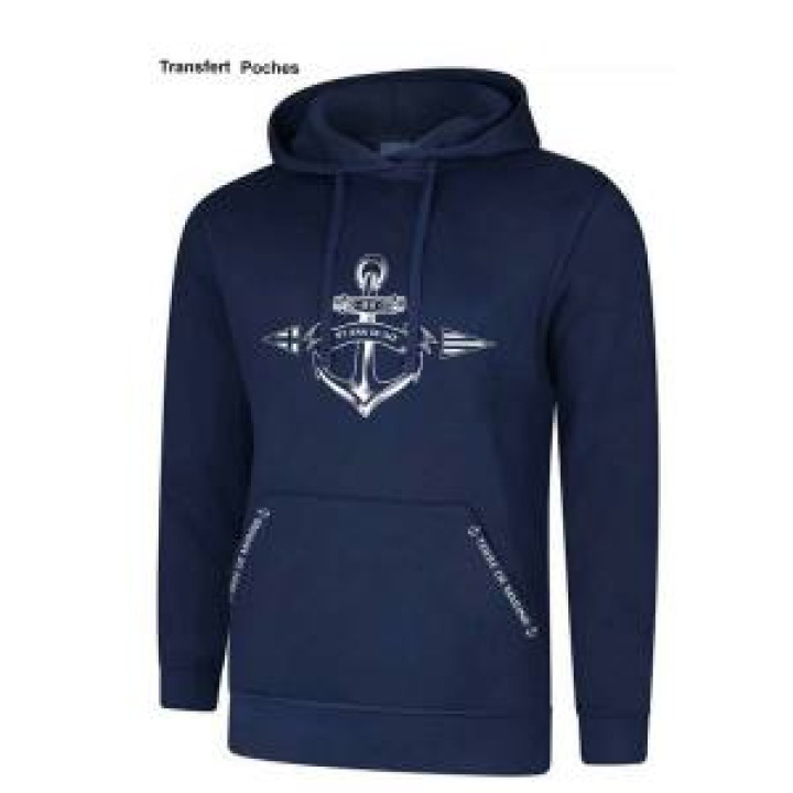 Sweatshirt unisexe à capuche Ancre 64 Saint Jean de Luz  transfert Poches Terre de Marin French Marine S