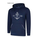 Sweatshirt unisexe &agrave; capuche Ancre 64 Saint Jean de Luz + transfert Poches Terre de Marin French Marine S