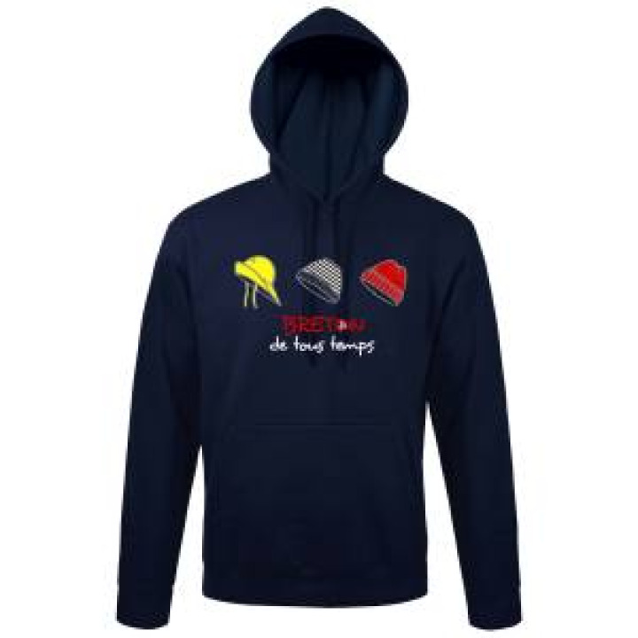 Sweatshirt unisexe à capuche Breton de Tous Temps French Marine S