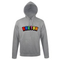 Sweatshirt unisexe &agrave; capuche Broderie Breton E1297 Ref/ 33149 Gris Chin&eacute; XS