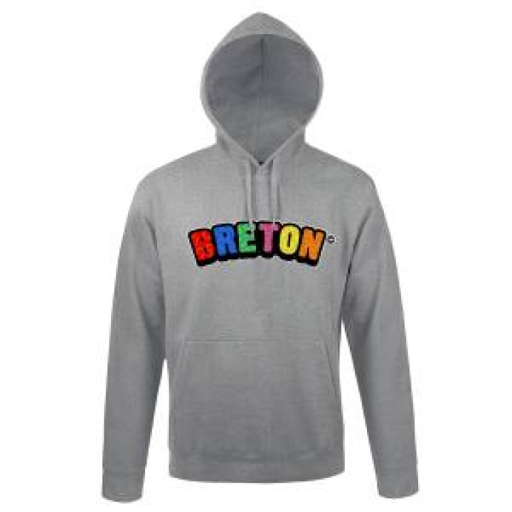 Sweatshirt unisexe à capuche Broderie Breton E1297 Ref 33149 Gris Chiné S