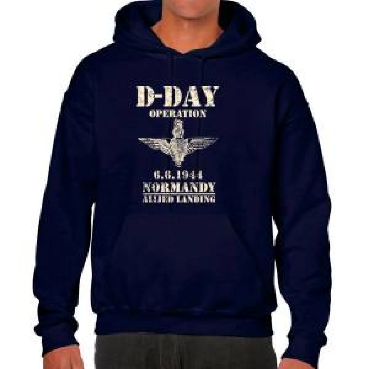 Sweatshirt unisexe &agrave; capuche D-Day Operation Navy S