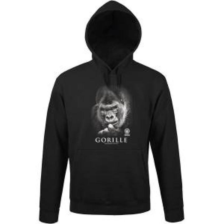 Sweatshirt unisexe à capuche Gorille Gamme Black Zoo de Thoiry Noir M