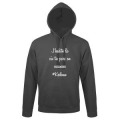 Sweatshirt unisexe &agrave; capuche J'habite o&ugrave; tu pars en vacances... Kerlouan Gris Fonc&eacute; S