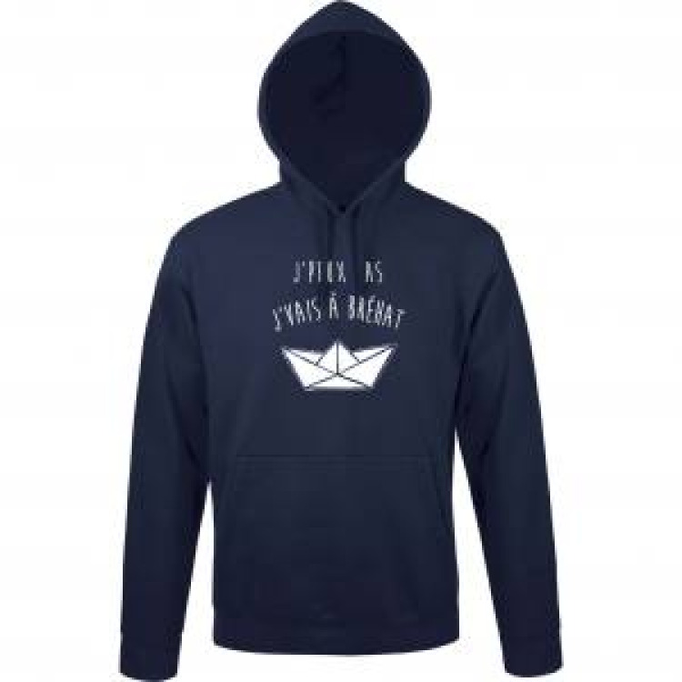 Sweatshirt unisexe &agrave; capuche J'peux Pas J'vais &agrave; Br&eacute;hat (Exclusif) Gris Chin&eacute; L