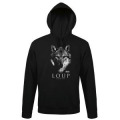 Sweatshirt unisexe à capuche Loup Gamme Black Alpha Parc Animalier Noir XS