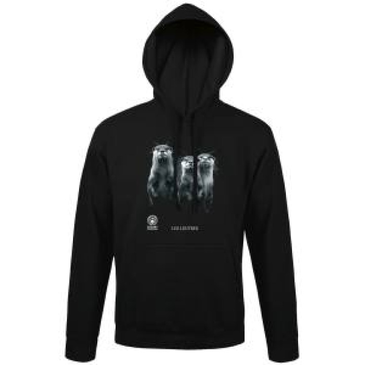 Sweatshirt unisexe à capuche Loutres Modèle Exclusif Gamme Black Zoo de Thoiry Noir XS