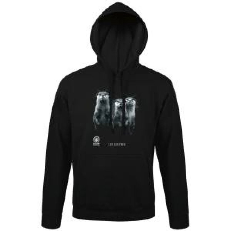 Sweatshirt unisexe &agrave; capuche Loutres (Mod&egrave;le Exclusif) Gamme Black Zoo de Thoiry Noir XS
