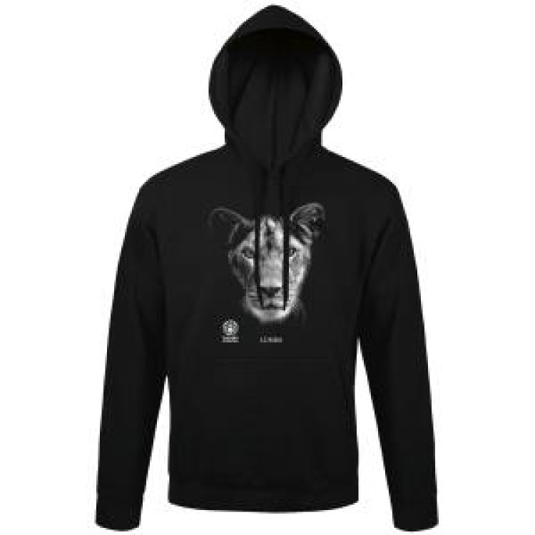Sweatshirt unisexe &agrave; capuche Lumba (Mod&egrave;le Exclusif) Gamme Black Zoo de Thoiry Noir L