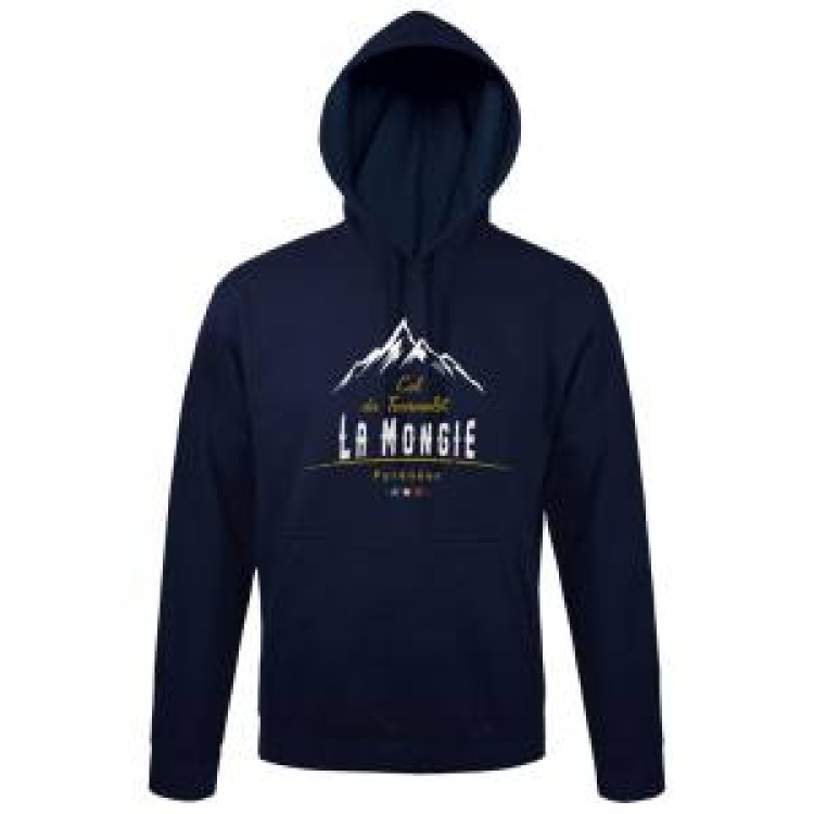 Sweatshirt unisexe à capuche Montagne Col du Tourmalet 2115m la Mongie French Marine L