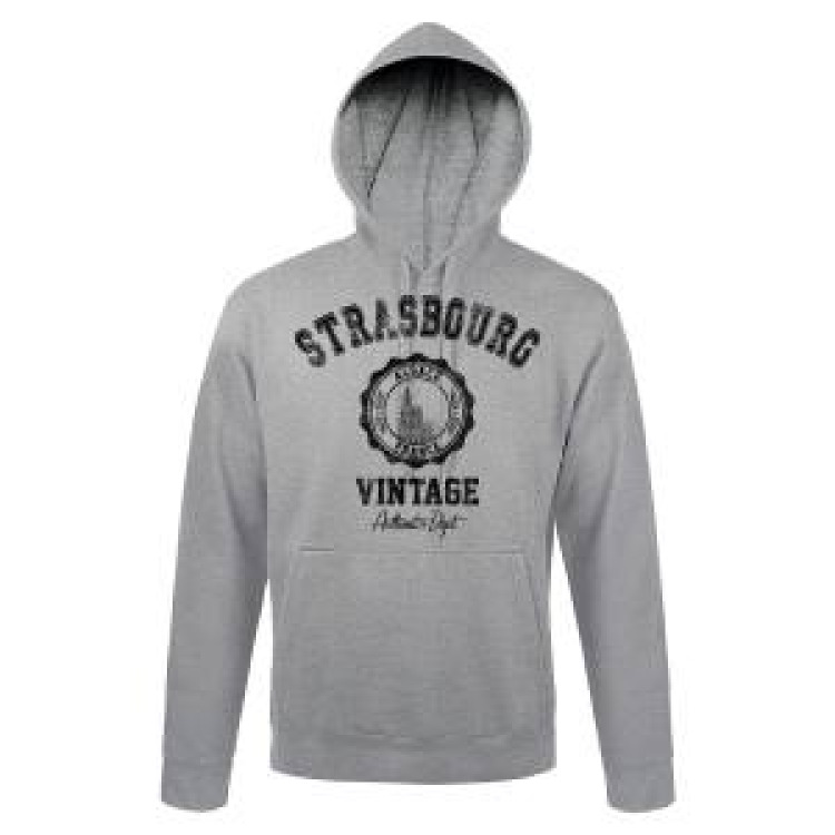 Sweatshirt unisexe à capuche Strasbourg Alsace France Vintage Gris Chiné S