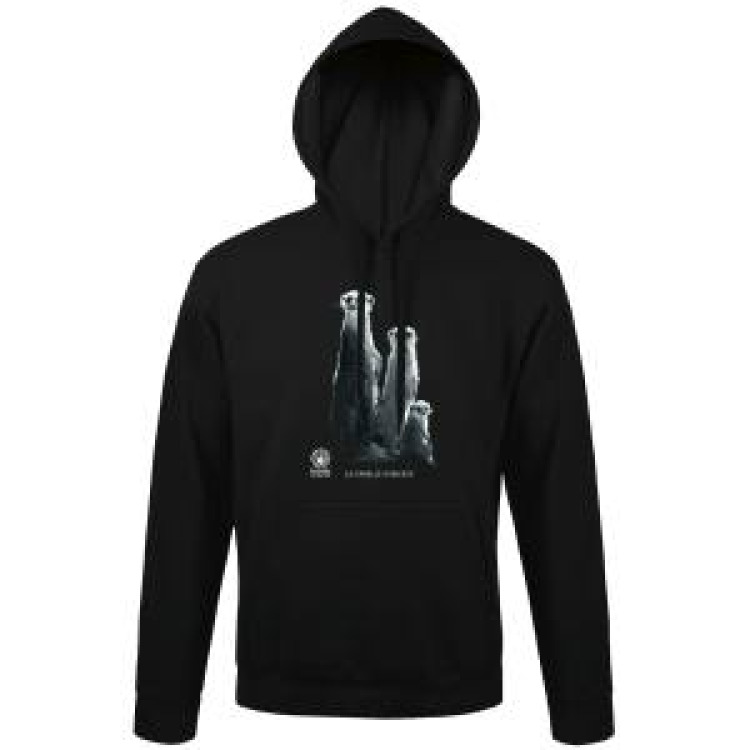 Sweatshirt unisexe &agrave; capuche Suricates Famille (Mod&egrave;le Exclusif) Gamme Black Zoo de Thoiry Noir XS