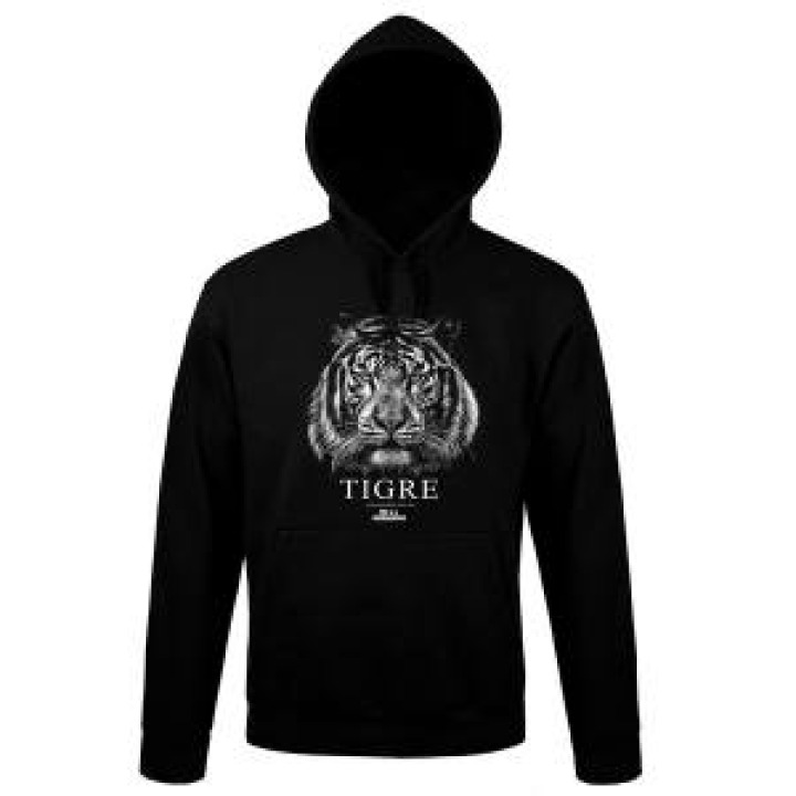 Sweatshirt unisexe à capuche Tigre Blanc Gamme Black Bourbansais Noir M