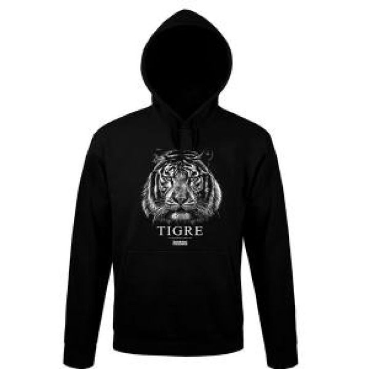 Sweatshirt unisexe à capuche Tigre Blanc Gamme Black Zooparc de Tregomeur Noir M