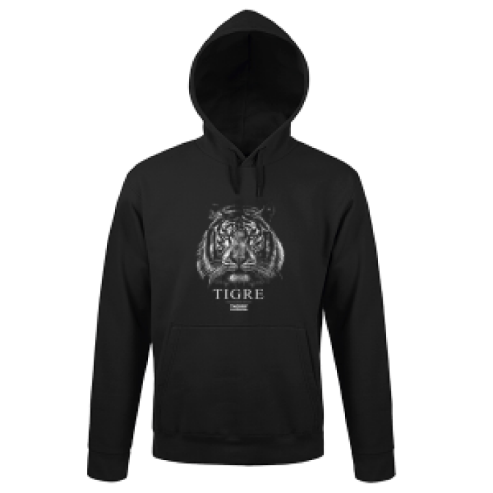 Sweatshirt unisexe à capuche Tigre Gamme Black Zoo de Thoiry Noir M