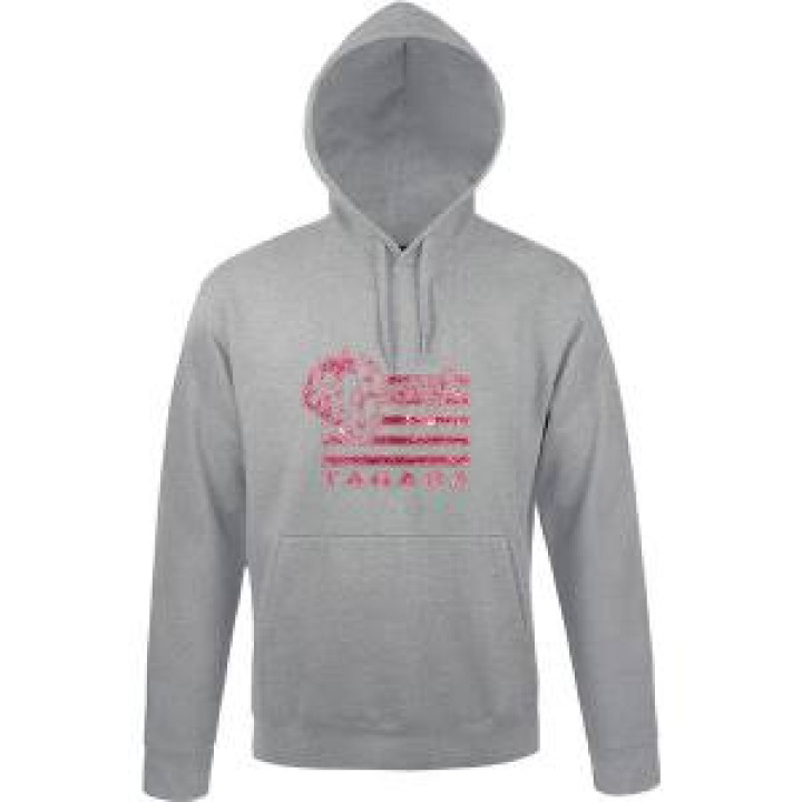 Sweatshirt unisexe à capuche Transfert Paillette Fraise Drapeau Breizh Tagada Gris Chiné S