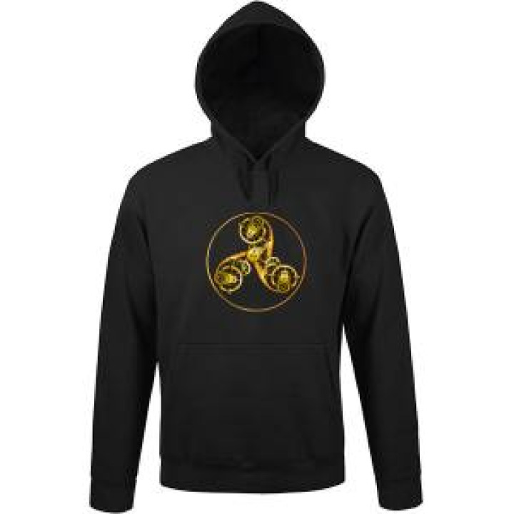 Sweatshirt unisexe à capuche Triskel Métallique Noir S