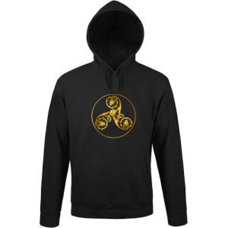 Sweatshirt unisexe &agrave; capuche Triskel M&eacute;tallique Noir S