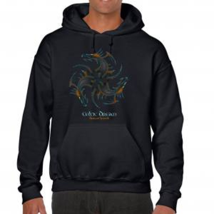 Sweatshirt unisexe &agrave; capuche Triskell 3 Dragons Celtic Dream Noir S