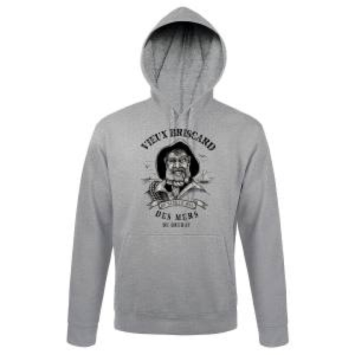 Sweatshirt unisexe à capuche Vieux Briscard des Mers de Bréhat Gris Chiné L