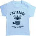 T-shirt b&eacute;b&eacute; Capitaine Marine Bretonne Baby blue 3/6 mois