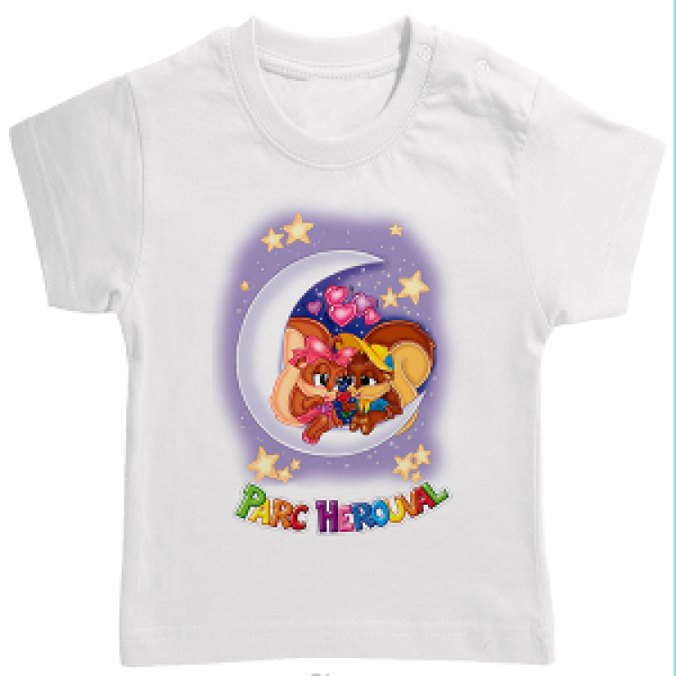 T-shirt bébé Fille et Garçon Lune Parc Herouval Blanc 3/6 mois