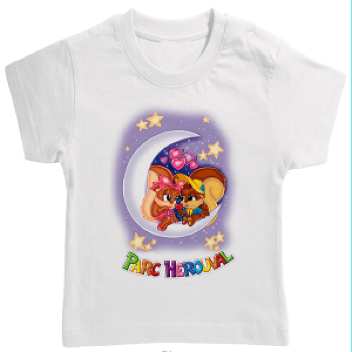 Tshirt bébé Fille et Garçon Lune Parc Herouval Blanc 612 mois