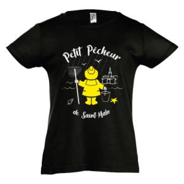 Tshirt bébé Petit Pêcheur de Saint Malo Noir Profond 612 mois