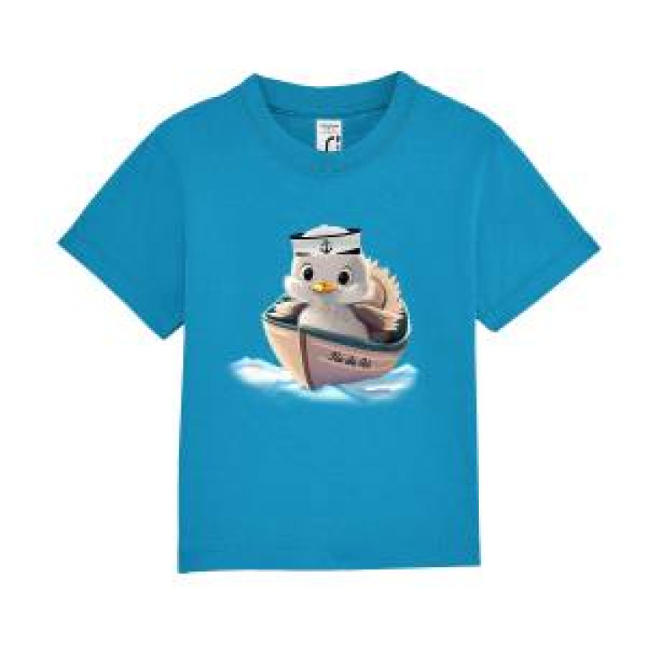 Tshirt bébé Transfert Bébé Mouette dans sa Barque Île de Ré Aqua 612 mois