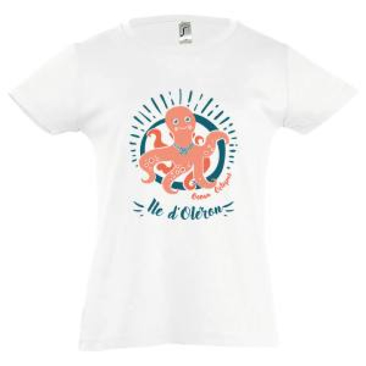 Tshirt bébé Transfert Pieuvre Île dOléron Blanc 36 mois