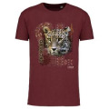 T-shirt bio L&eacute;opard Intemporel Cerza + transfert Col Cerza Wine Heather S
