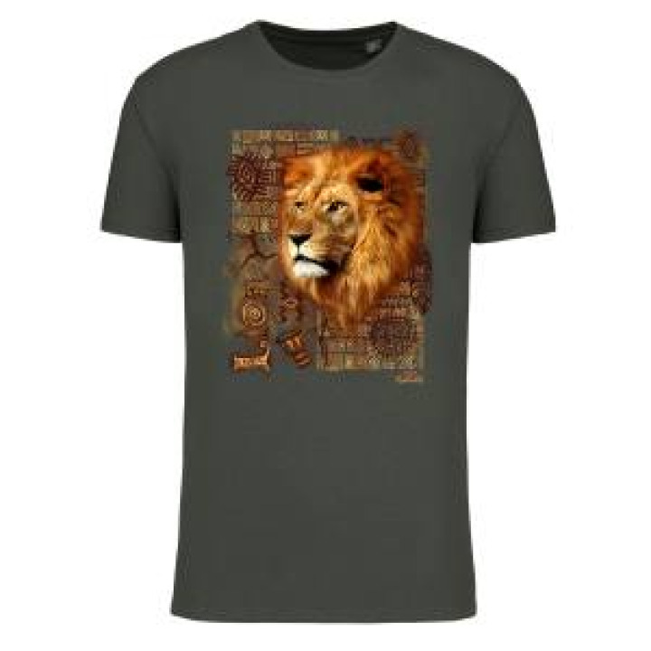 Tshirt bio Lion Intemporel Zoo des Sables dOlonne Green Marble Heather M