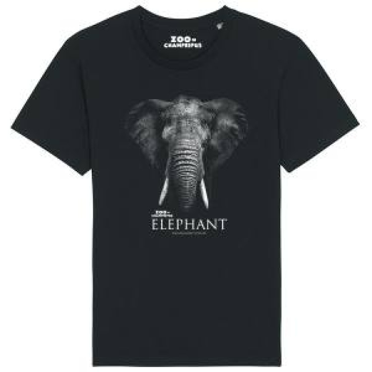 T-shirt bio Tête D'éléphant Gamme Black + transfert Col Zoo de Champrepus Black S