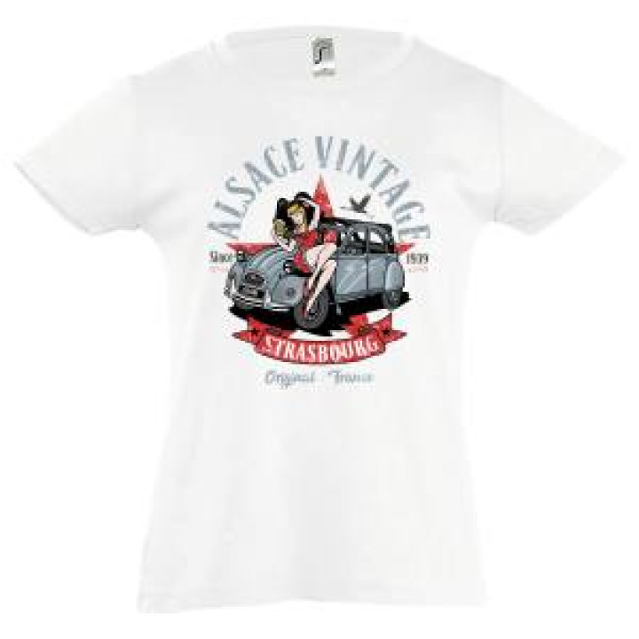 Tshirt enfant 2 CV Alsace Strasbourg France Blanc 4 ans