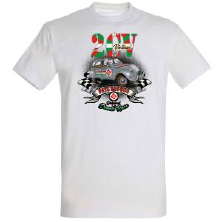 T-shirt enfant 2 CV Vintage Pays Basque Blanc 2 ans