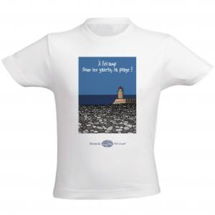T-shirt enfant A Fecamp sous les Galets.... Blanc 2 ans