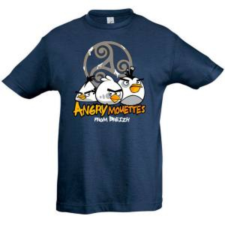 T-shirt enfant Angry Mouette Denim 4 ans