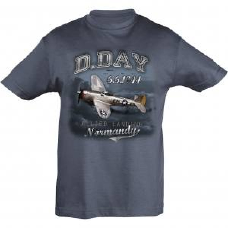 T-shirt enfant Avion D-Day 6-6-1944 Normandy Gris Souris 2 ans