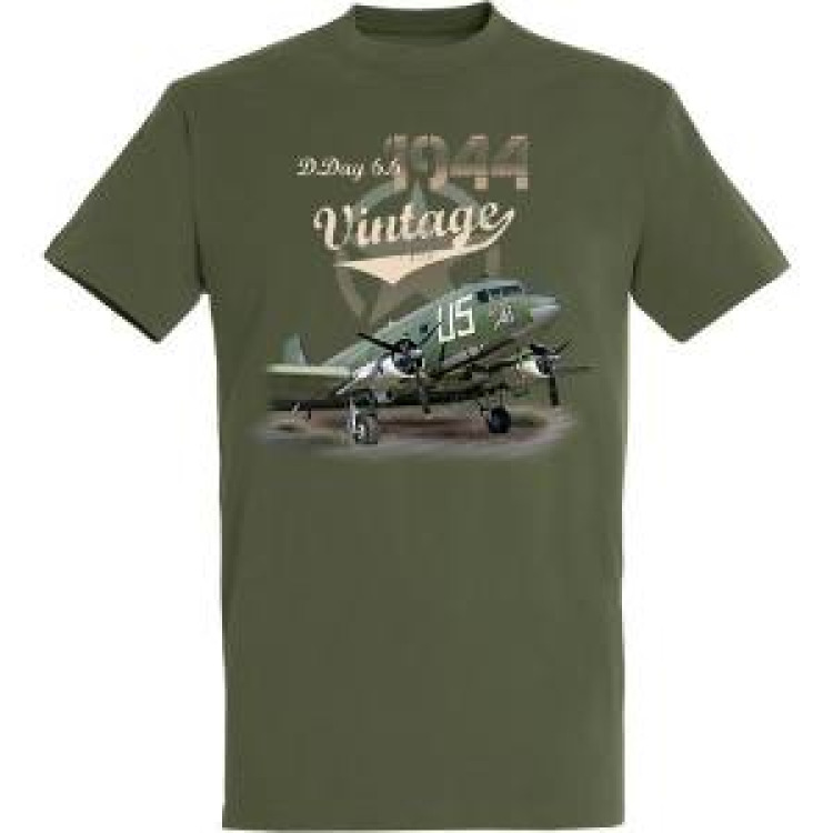 T-shirt enfant Avion Tarmac Vintage D-Day 1944 Army 10 ans