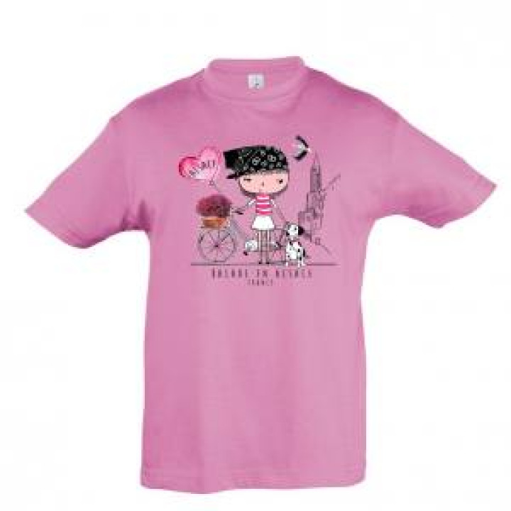Tshirt enfant Ballade à Vélo Alsace France Rose Orchidée 2 ans