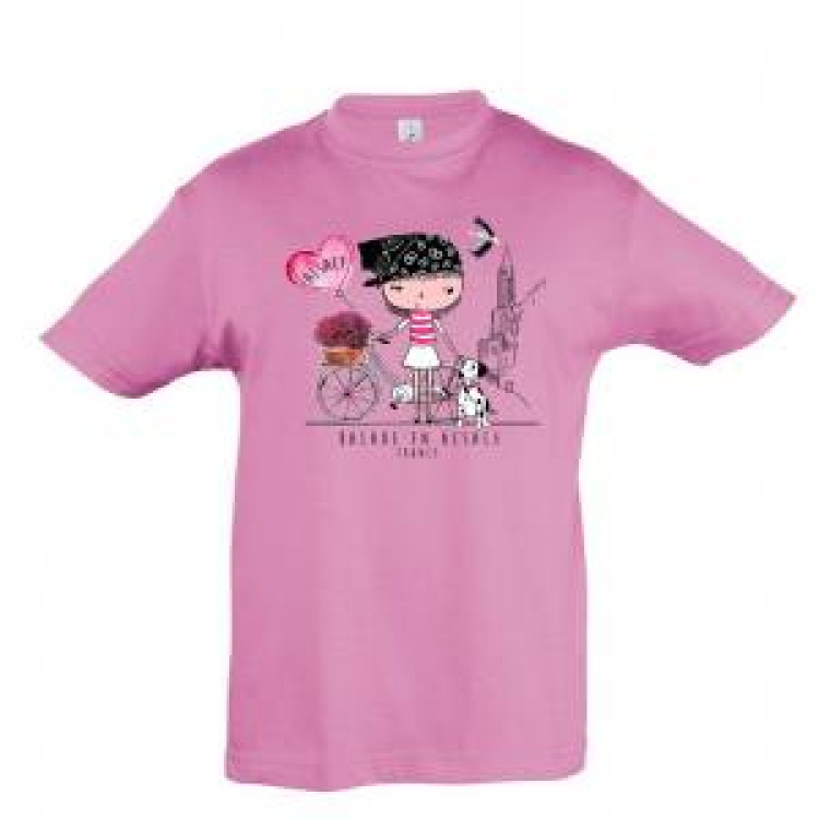 T-shirt enfant Ballade à Vélo Alsace France Rose Orchidée 2 ans