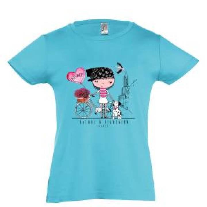Tshirt enfant Ballade à Vélo Riquewihr Alsace France Bleu Atoll 2 ans