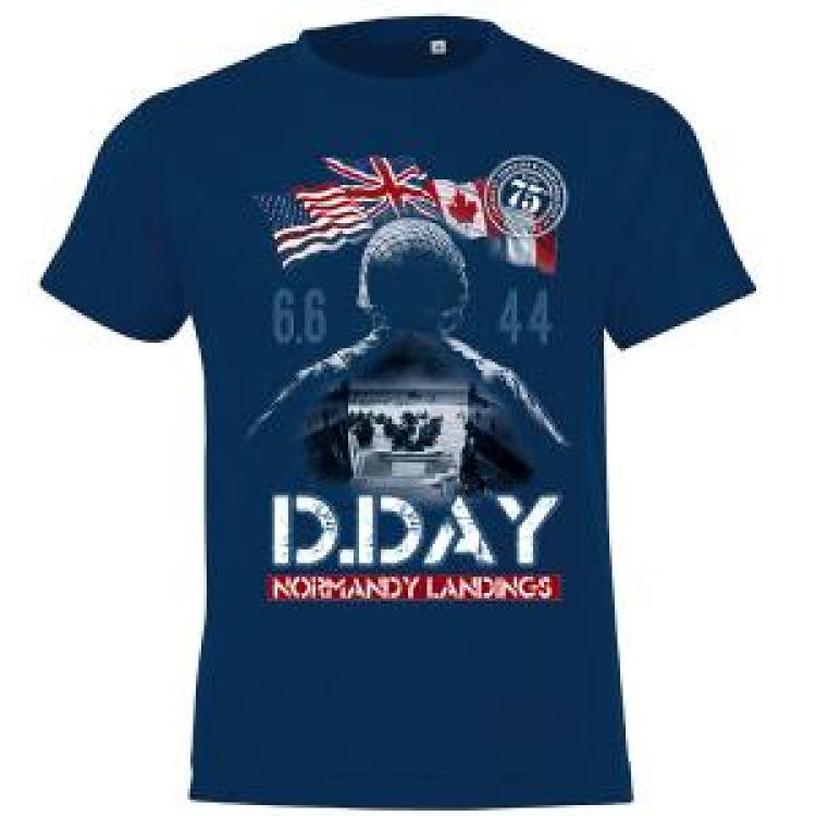 T-shirt enfant Barge de D&eacute;barquement dans le Soldat D-Day 75&egrave;me + transfert Col 75&egrave;me French Marine 2 ans