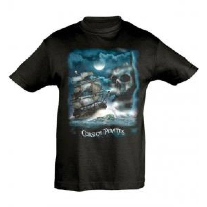 Tshirt enfant Bateau Pirate Tête de Mort Corsica Marine 4 ans