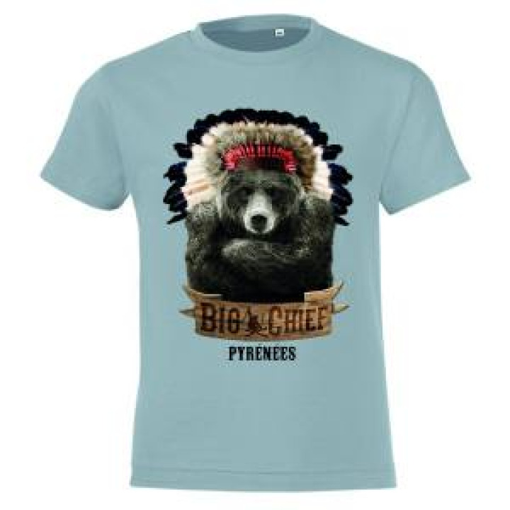 Tshirt enfant Big Chief Pyrénées Gris Pur 2 ans