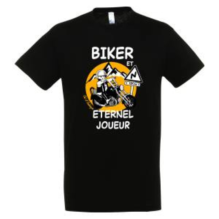 Tshirt enfant Biker et Eternel Joueur Col dAubisque Noir Profond 10 ans