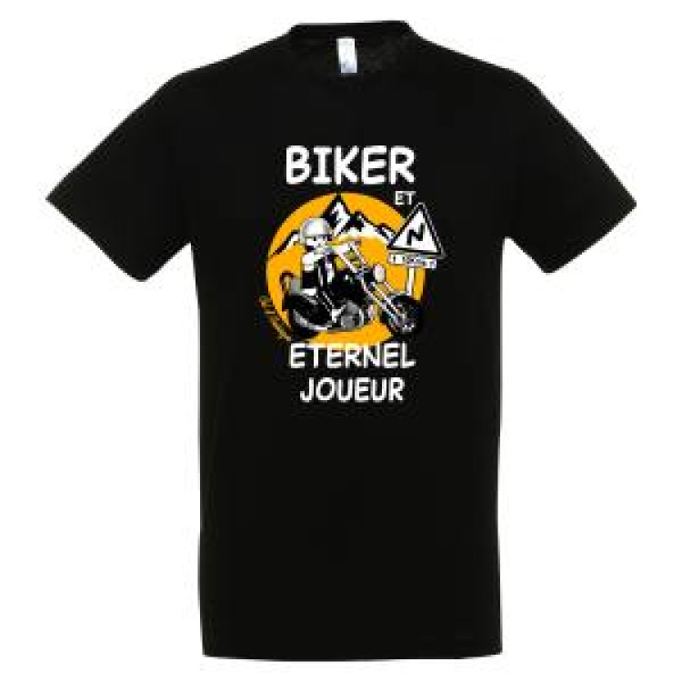 T-shirt enfant Biker et Eternel Joueur Col d’Aubisque Noir Profond 12 ans