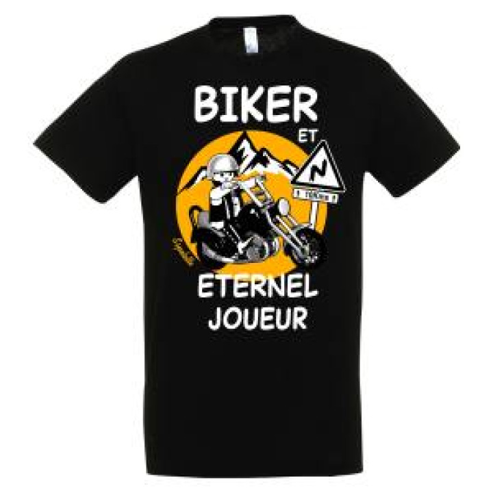 Tshirt enfant Biker et Eternel Joueur Espelette Noir Profond 2 ans