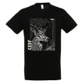 T-shirt enfant bio ajusté Cerf Linocut Safari Train Noir Profond 4 ans